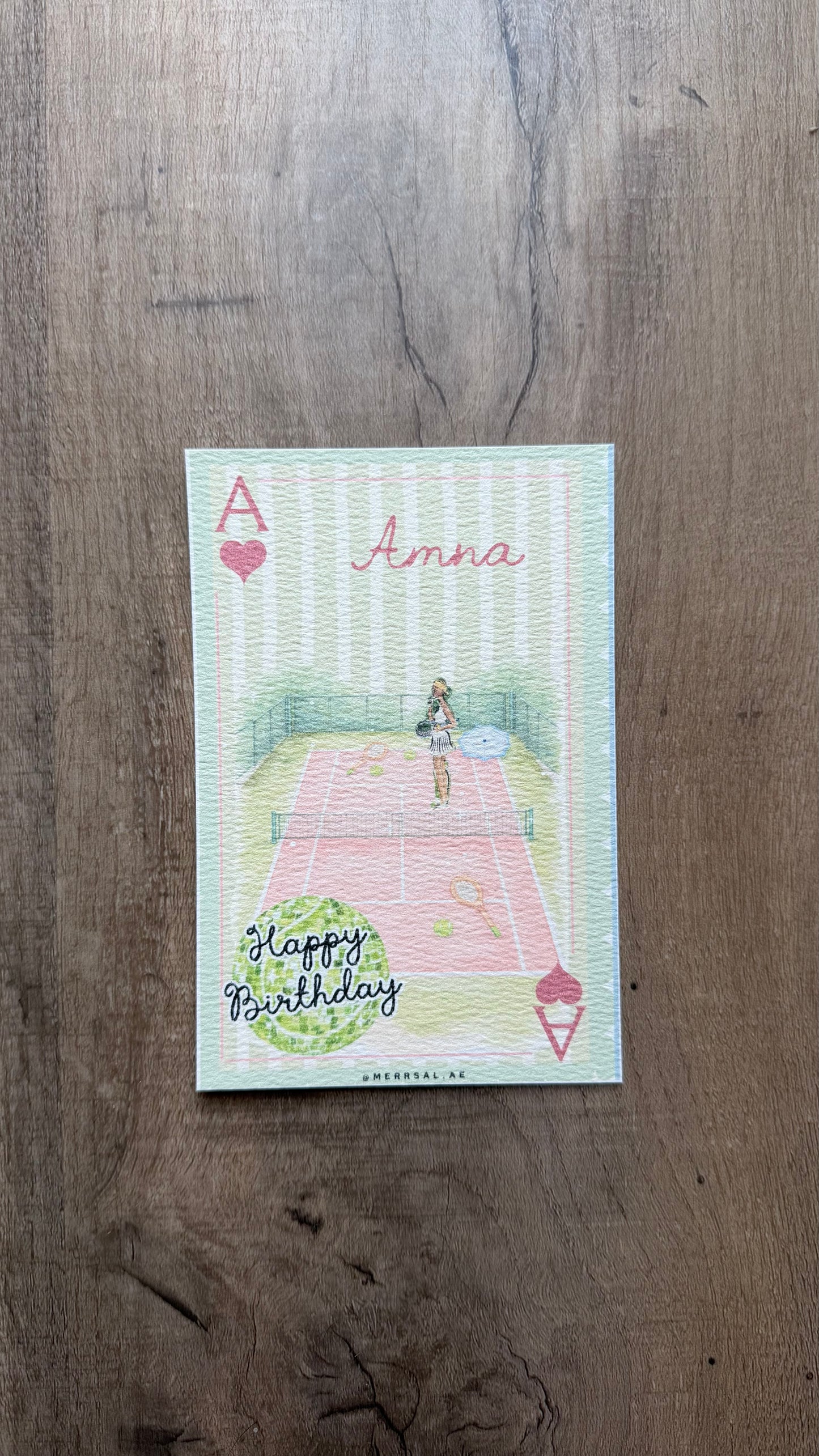Tennis playing card