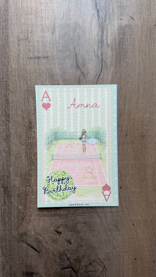 Tennis playing card
