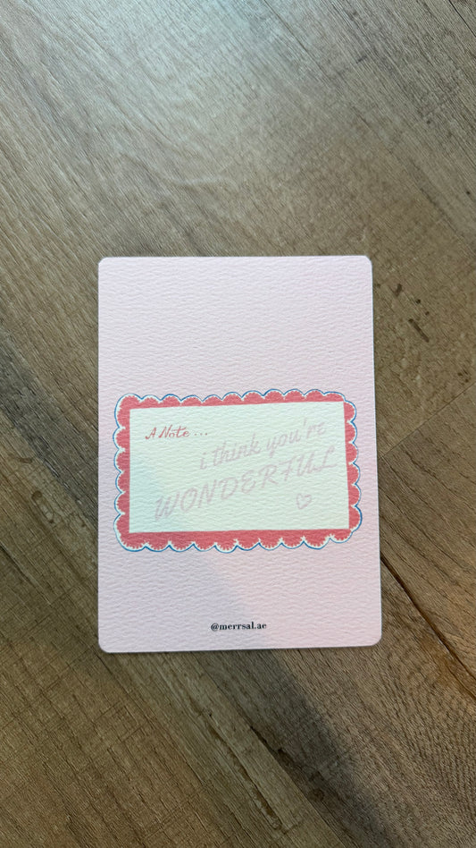 A note… wonderful